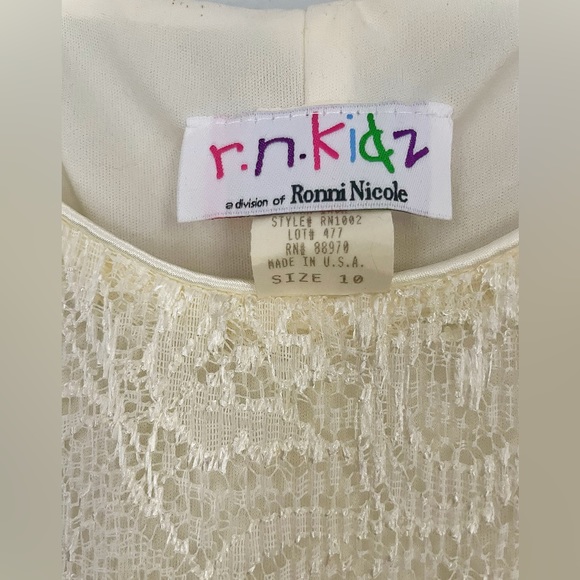 Rn Kidz Formal Girl’s Dress. White/Ivory. Lace. Modest. Size 10. - Picture 3 of 6
